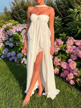 Solid Color Ruffled Tube Elegant Chiffon Maxi Dresses