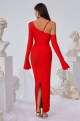 Red Long-sleeved Sling Maxi Dress