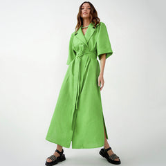 Fashion Lace Up Solid Color Dress