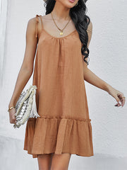 Casual Loose Solid Color Round-Neck Dress