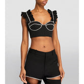 Ruffle Drill Strip Top