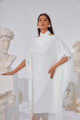 Tassel Hem Halter Casual Midi Dress Flaxmaker