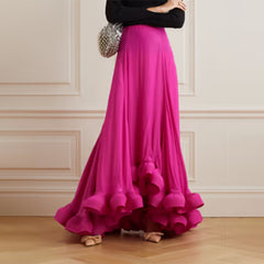 Ruffled Charmeuse Top and Skirt set