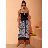 Cut Out Backless One Piece Swimsuit and Butterfly Print Skirt