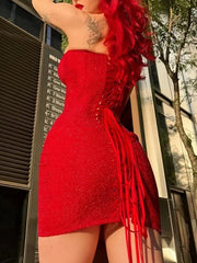 Sleeveless Tube Mini Dresses