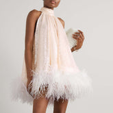 Kid And Mom Feather Hem Sequin Dress