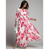 Fashion V Neck Irregular Bottom Printed Dress