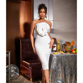 3D Flower Bandeau Bandage Dress