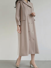Original Chic Pleated Notched Collar Blazer Midi Dress