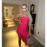 Bandeau Feather Midi Dress Flaxmaker