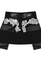 High street stitching pu buckle loop waist skirt