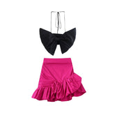 Bowknot Top and Ruffled Hem Skirt Two Piece Set Flaxmaker