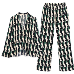 Casual Printed Shirt and Pants Two Piece Set Flaxmaker