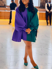 Fashion Color Block Mini Dress