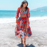 Color Block Cross Straps Bikini Swimsuit and Skirt