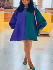 Fashion Color Block Mini Dress
