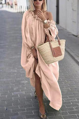 Fashion Sweet Solid Oblique Collar Irregular Dress Dresses(8 Colors)