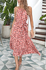 Fashion Street Dot O Neck Printed Dress Dresses(5 Colors)