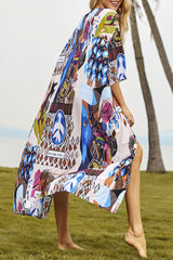 Fashion Vacation Print Split Joint Swimwears Cover Up