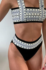 Fashion Simplicity Print Patchwork Swimwears(3 Colors)