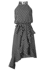 Fashion Street Dot Patchwork O Neck Irregular Dresses
