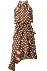 Fashion Street Dot Patchwork O Neck Irregular Dresses