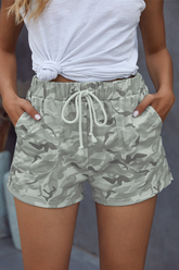 Casual Print Draw String Pocket Straight Straight Bottoms