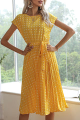 Fashion Street Dot Frenulum O Neck A Line Dresses(5 Colors)