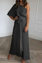 Fashion Street One Shoulder Short Sleeve Two Pieces