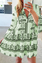 Fashion Sweet Print Patchwork V Neck Princess Dresses(4 Colors)