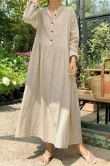 Fashion Casual Solid Patchwork O Neck A Line Dresses(3 Colors)
