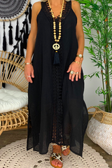 Casual Solid Lace Patchwork A Line Dresses