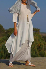 Casual Solid Patchwork O Neck Irregular Dress Dresses(5 Colors)