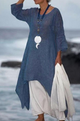 Casual Solid Patchwork O Neck Irregular Dress Dresses(5 Colors)