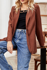 Casual Solid Split Joint Buttons Turn-back Collar Outerwear