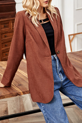 Casual Solid Split Joint Buttons Turn-back Collar Outerwear