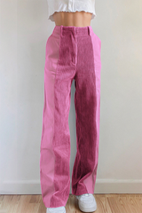 Casual Street Patchwork Contrast High Waist Patchwork Bottoms(6 Colors)