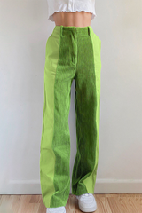 Casual Street Patchwork Contrast High Waist Patchwork Bottoms(6 Colors)