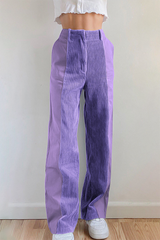 Casual Street Patchwork Contrast High Waist Patchwork Bottoms(6 Colors)