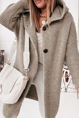 Casual Buckle Hooded Collar Sweater Outerwear(8 Colors)