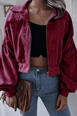 Casual Street Solid Split Joint Zipper Turndown Collar Outerwear