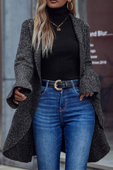 Casual Solid Split Joint Flounce Turndown Collar Outerwear Sweater