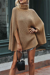 Casual Street Solid Split Joint Turtleneck Tops Sweater (Without Belt)