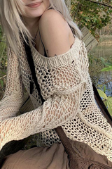 Casual Solid Hollowed Out One Shoulder Tops