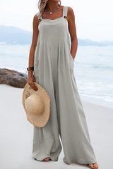 Casual Solid Split Joint Square Collar Loose Jumpsuits(13 Colors)