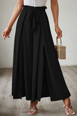 Fashion Solid Bandage Loose High Waist Wide Leg Color Bottoms(5 Colors)