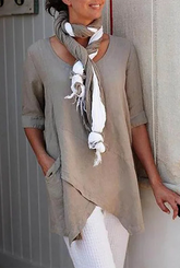 Casual Solid Patchwork O Neck T-Shirts(6 colors)