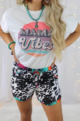 Fashion Leopard Patchwork Straight Mid Waist Straight Full Print Bottoms