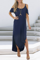 Casual Solid Patchwork Spaghetti Strap Straight Dresses