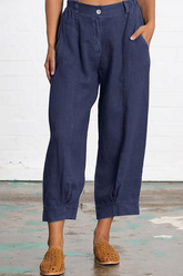 Casual Solid Patchwork Straight Mid Waist Wide Leg Solid Color Bottoms(5 colors)